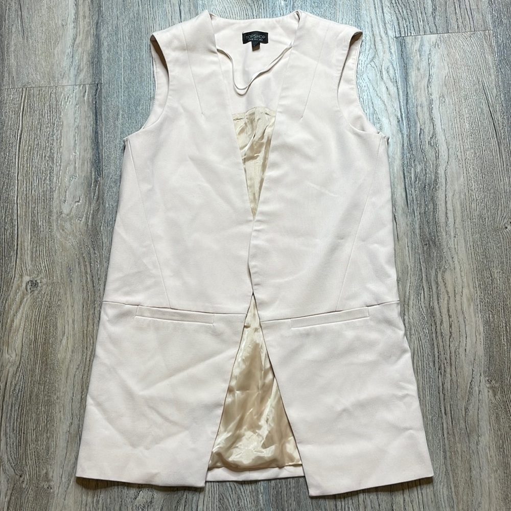 TopShop Cream Open Front long Suit Vest, size 4